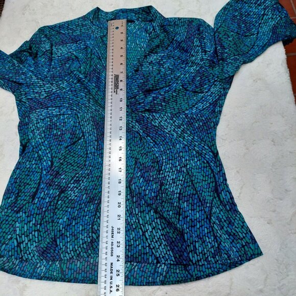 Chadwicks Womens Silky Knot Front Empire Waist Blouse Multicolor Long Sleeve - Picture 8 of 11